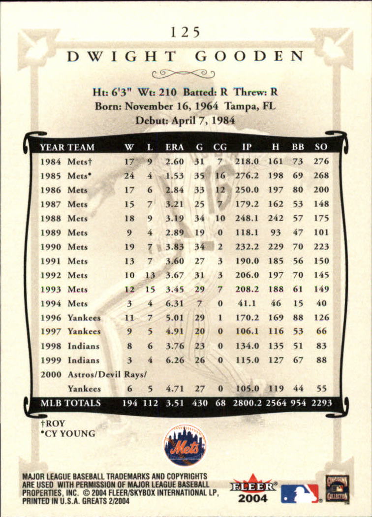 2004 Greats of the Game (Fleer) Baseball "Main Set" Cards - Picture 239 of 275