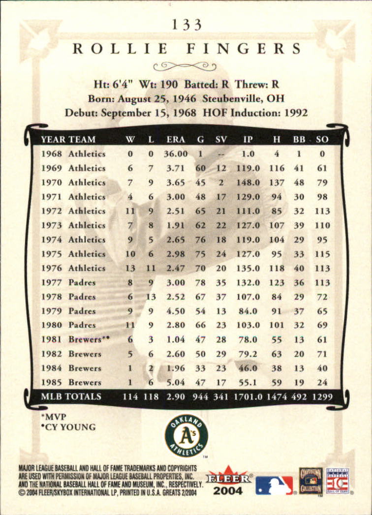 2004 Greats of the Game (Fleer) Baseball "Main Set" Cards - Picture 255 of 275