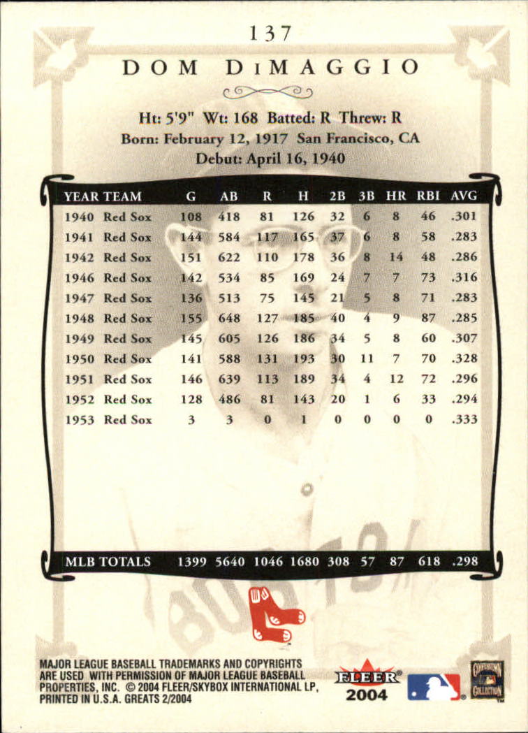 2004 Greats of the Game (Fleer) Baseball "Main Set" Cards - Picture 263 of 275