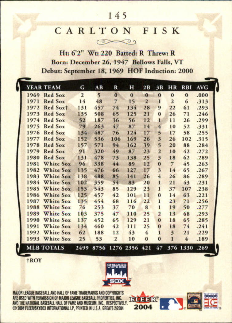 2004 Greats of the Game (Fleer) Baseball "Main Set" Cards - Picture 275 of 275