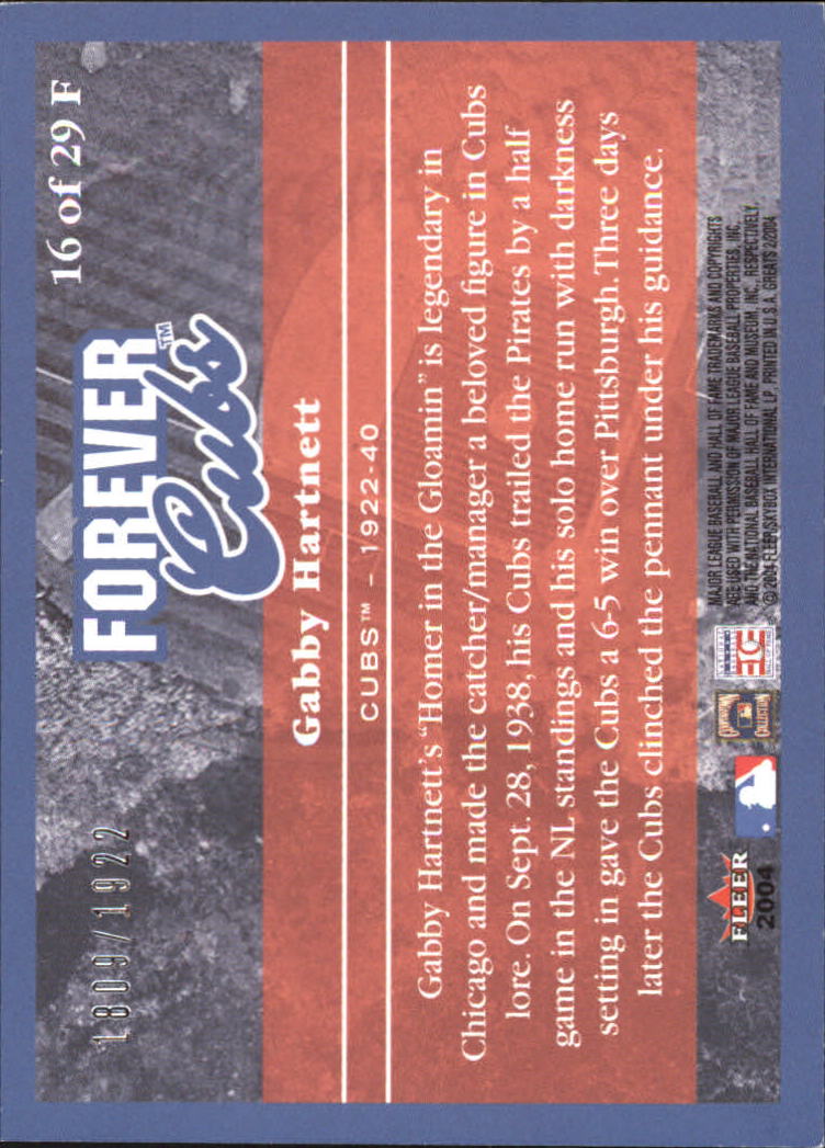 2004 Greats of the Game (Fleer) Baseball "Insert" Cards - Picture 15 of 57