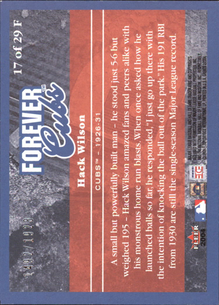 2004 Greats of the Game (Fleer) Baseball "Insert" Cards - Picture 17 of 57