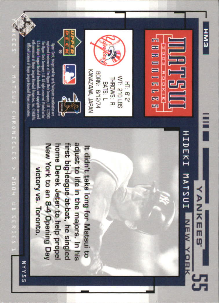2004 Upper Deck Matsui Chronicles Baseball (Pick From List) - Picture 7 of 63