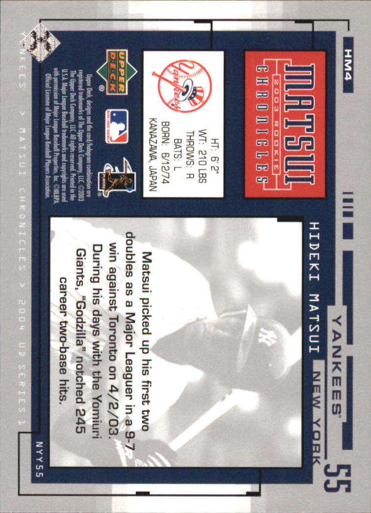 2004 Upper Deck Matsui Chronicles Baseball (Pick From List) - Picture 9 of 63