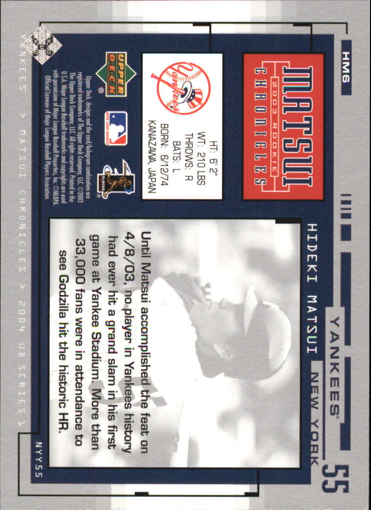 2004 Upper Deck Matsui Chronicles Baseball (Pick From List) - Picture 13 of 63