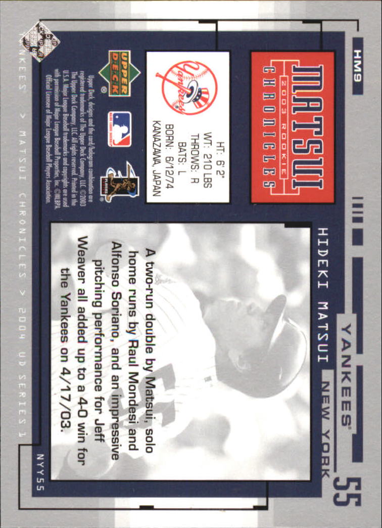 2004 Upper Deck Matsui Chronicles Baseball (Pick From List) - Picture 15 of 63