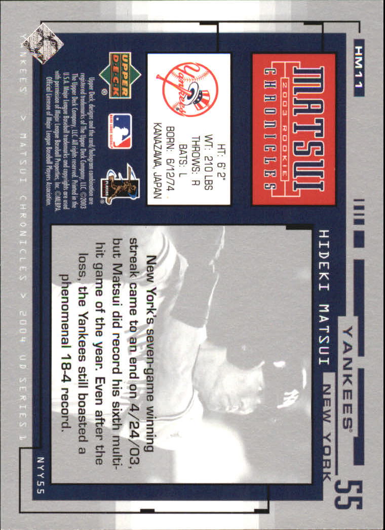 2004 Upper Deck Matsui Chronicles Baseball (Pick From List) - Picture 19 of 63