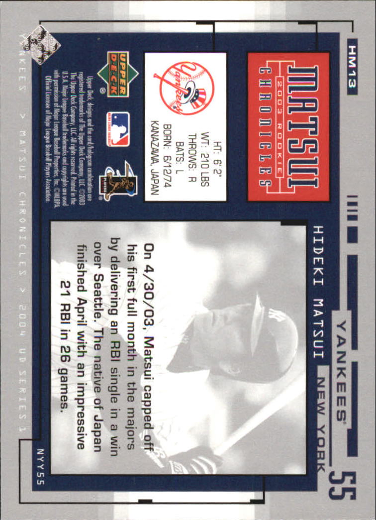 2004 Upper Deck Matsui Chronicles Baseball (Pick From List) - Picture 23 of 63