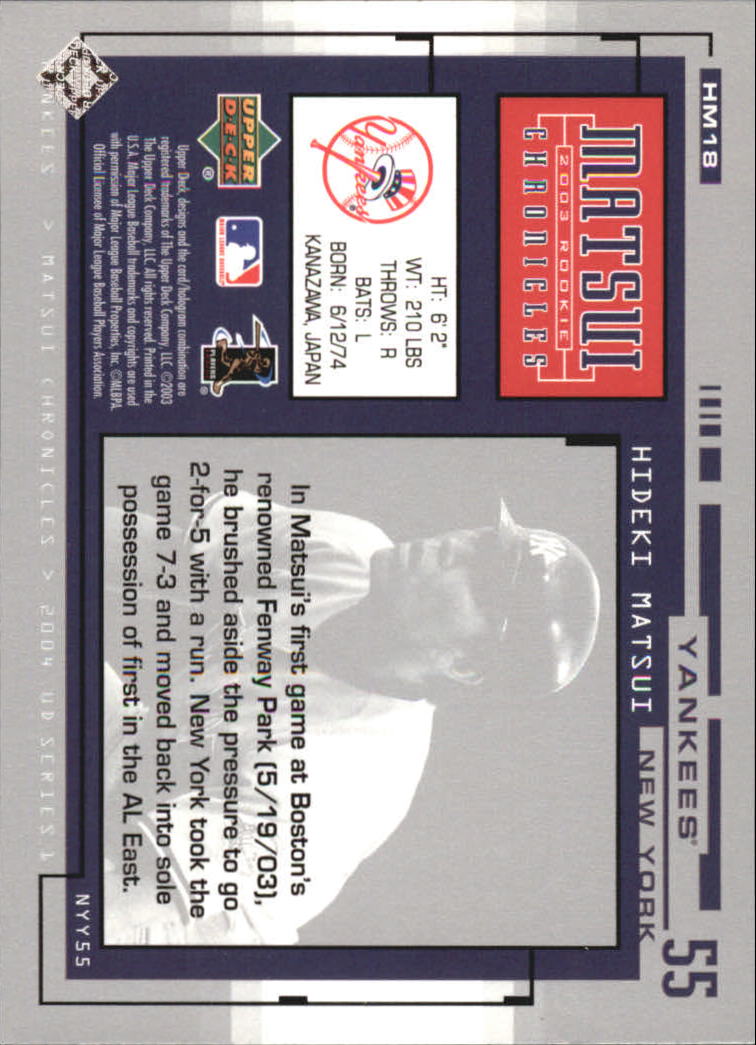 2004 Upper Deck Matsui Chronicles Baseball (Pick From List) - Picture 25 of 63
