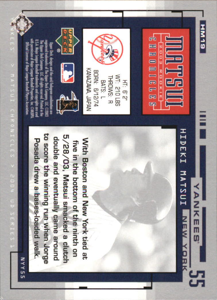 2004 Upper Deck Matsui Chronicles Baseball (Pick From List) - Picture 27 of 63