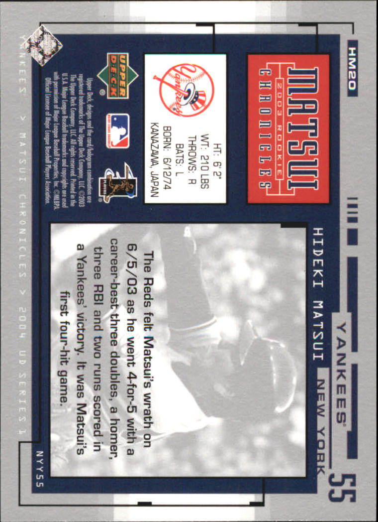 2004 Upper Deck Matsui Chronicles Baseball (Pick From List) - Picture 29 of 63
