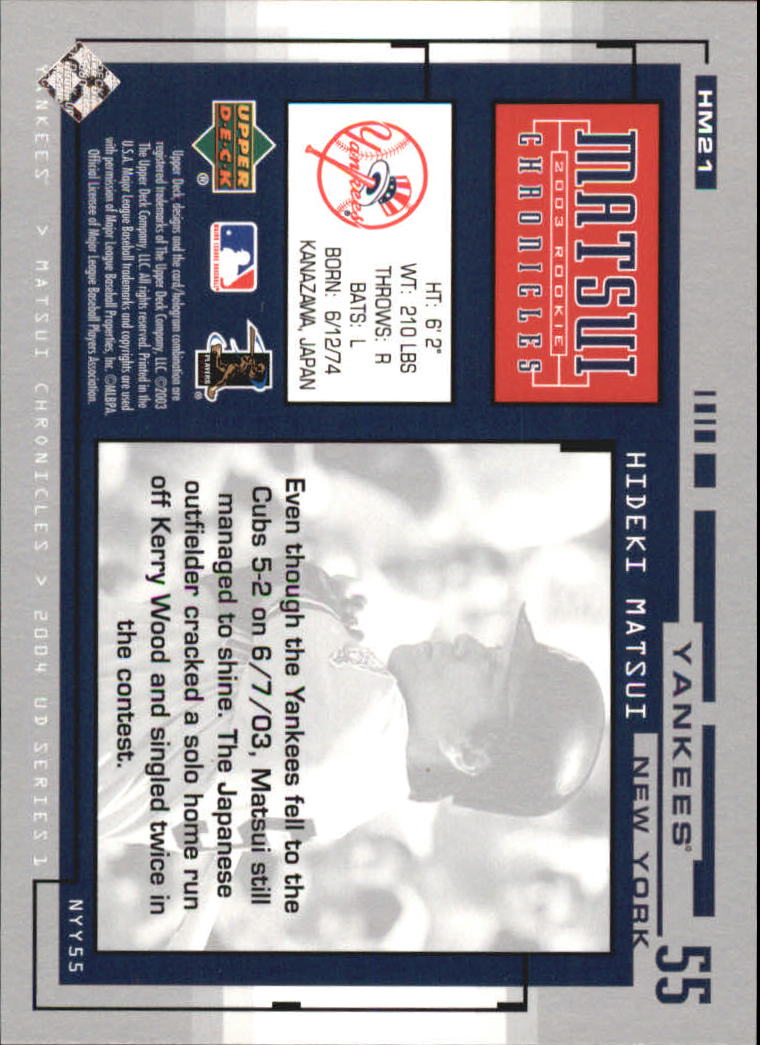 2004 Upper Deck Matsui Chronicles Baseball (Pick From List) - Picture 31 of 63