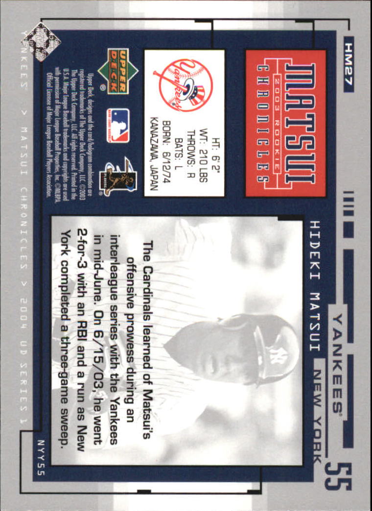 2004 Upper Deck Matsui Chronicles Baseball (Pick From List) - Picture 37 of 63