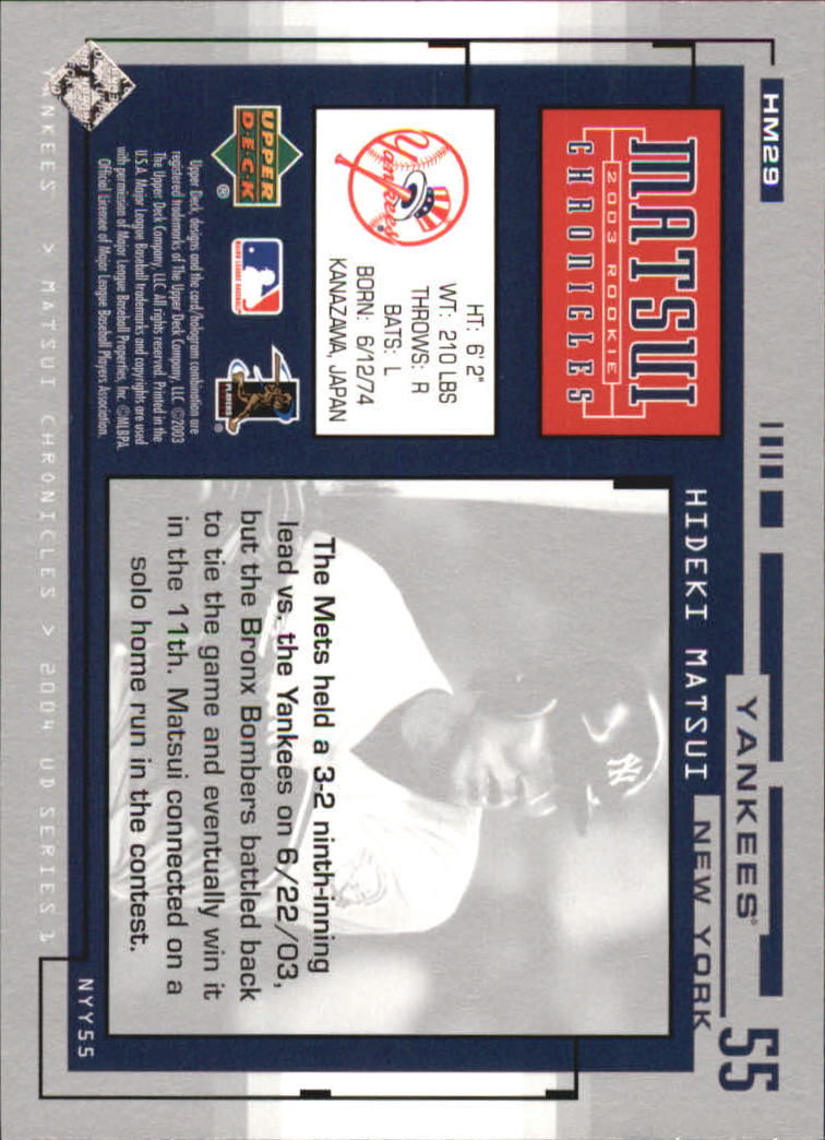 2004 Upper Deck Matsui Chronicles Baseball (Pick From List) - Picture 41 of 63
