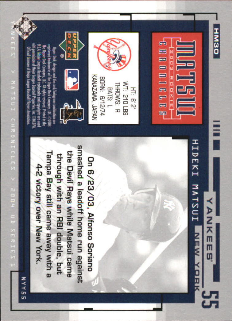 2004 Upper Deck Matsui Chronicles Baseball (Pick From List) - Picture 43 of 63
