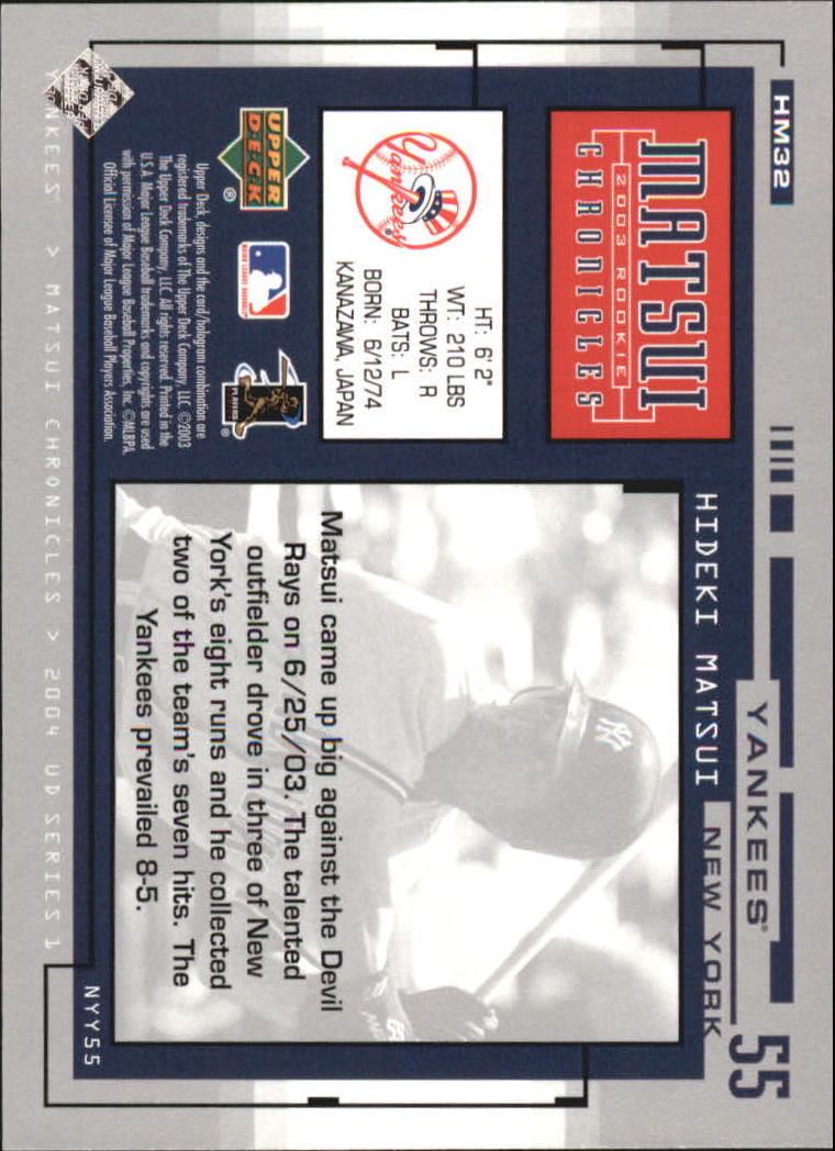 2004 Upper Deck Matsui Chronicles Baseball (Pick From List) - Picture 45 of 63