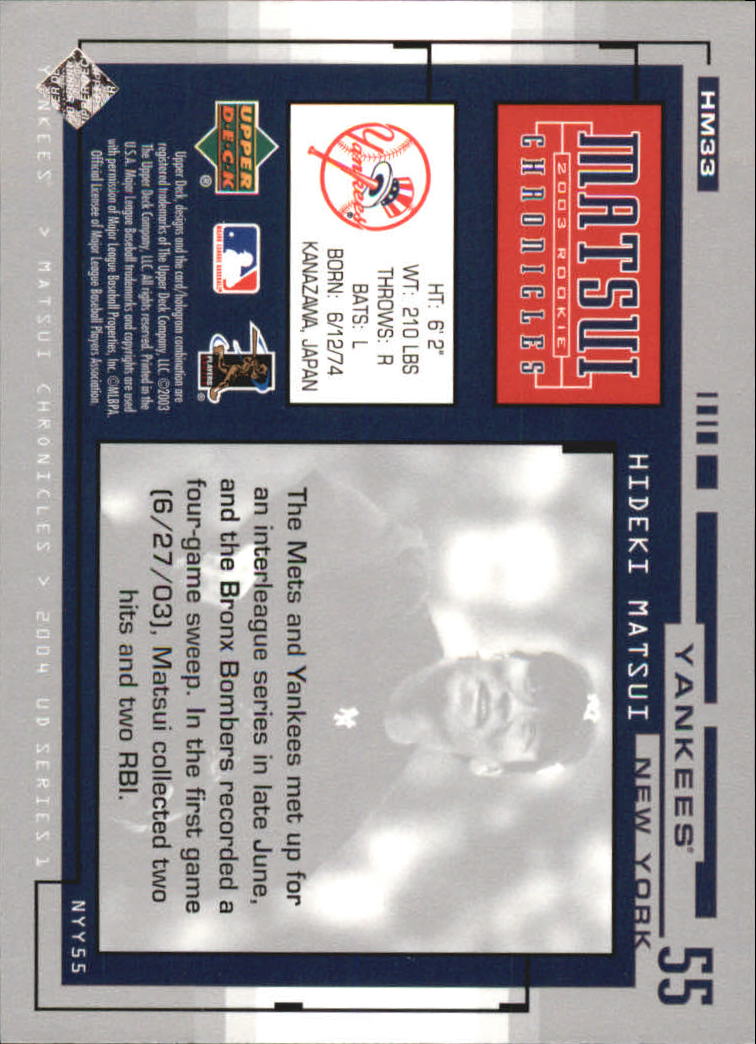 2004 Upper Deck Matsui Chronicles Baseball (Pick From List) - Picture 47 of 63