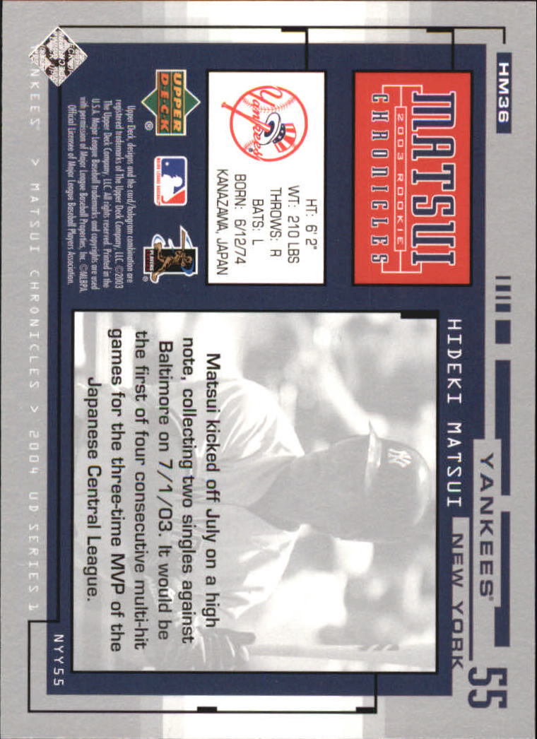2004 Upper Deck Matsui Chronicles Baseball (Pick From List) - Picture 49 of 63