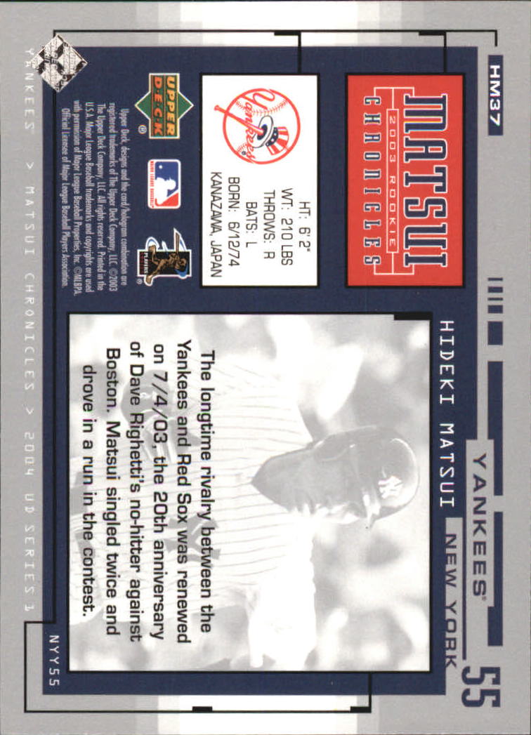 2004 Upper Deck Matsui Chronicles Baseball (Pick From List) - Picture 51 of 63