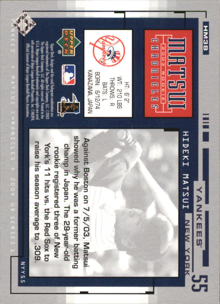 2004 Upper Deck Matsui Chronicles Baseball (Pick From List) - Picture 53 of 63