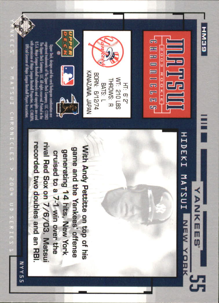 2004 Upper Deck Matsui Chronicles Baseball (Pick From List) - Picture 55 of 63