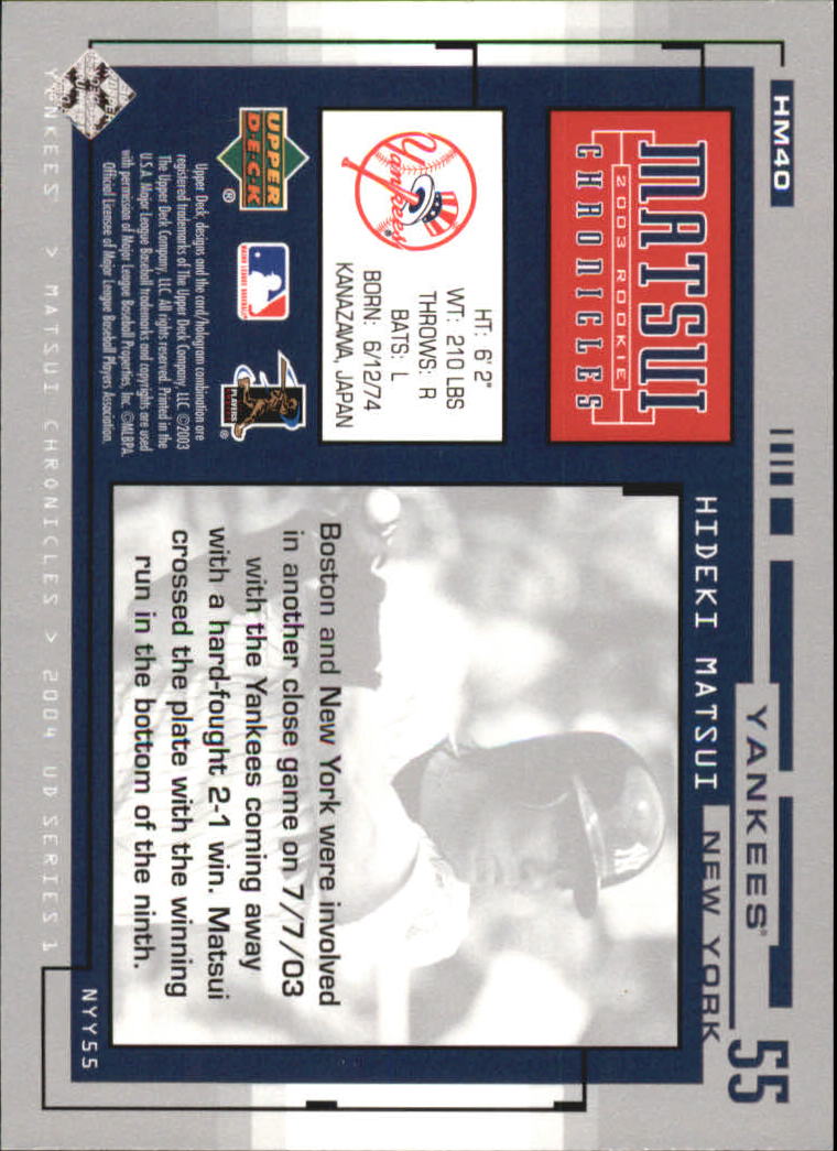 2004 Upper Deck Matsui Chronicles Baseball (Pick From List) - Picture 57 of 63