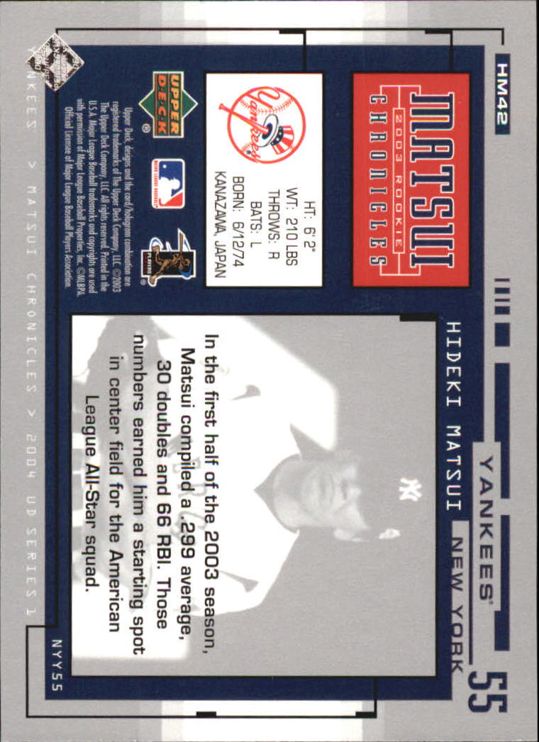 2004 Upper Deck Matsui Chronicles Baseball (Pick From List) - Picture 59 of 63