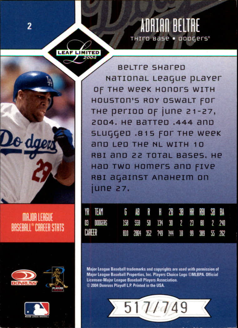 2004 Leaf Limited Baseball "Main Set" Base Cards #1 to #248 - Picture 5 of 191