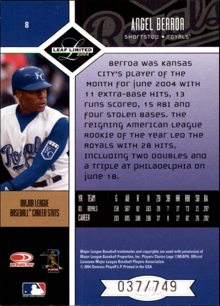 2004 Leaf Limited Baseball "Main Set" Base Cards #1 to #248 - Picture 9 of 191