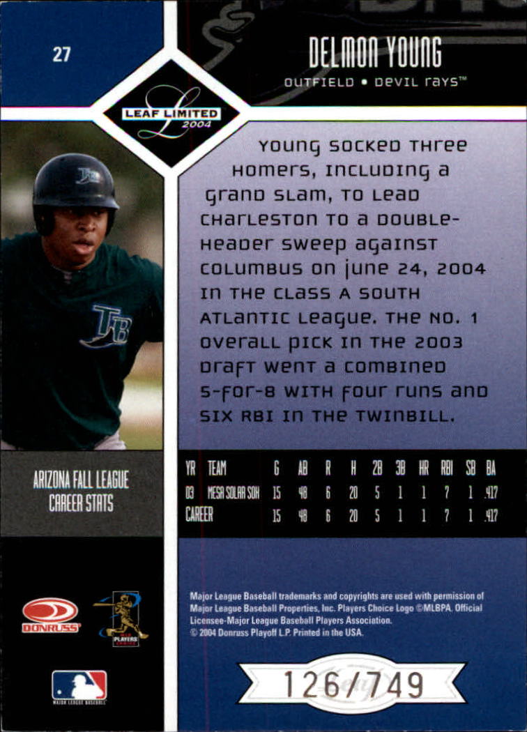 2004 Leaf Limited Baseball "Main Set" Base Cards #1 to #248 - Picture 27 of 191