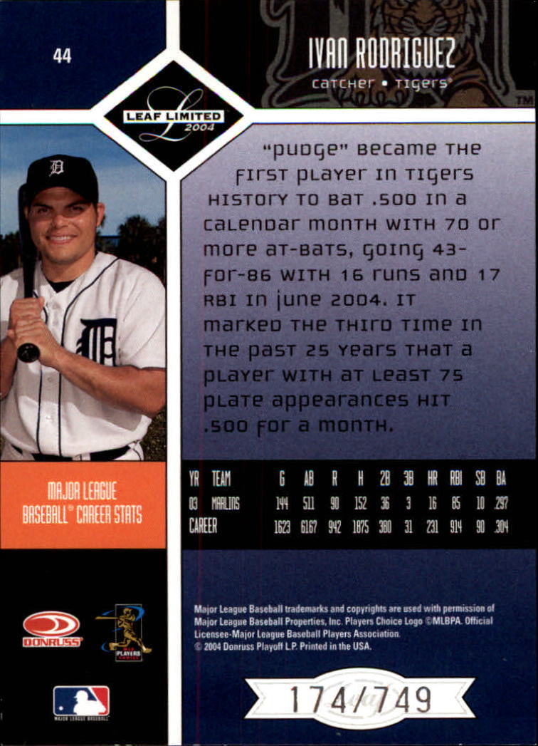 2004 Leaf Limited Baseball "Main Set" Base Cards #1 to #248 - Picture 37 of 191