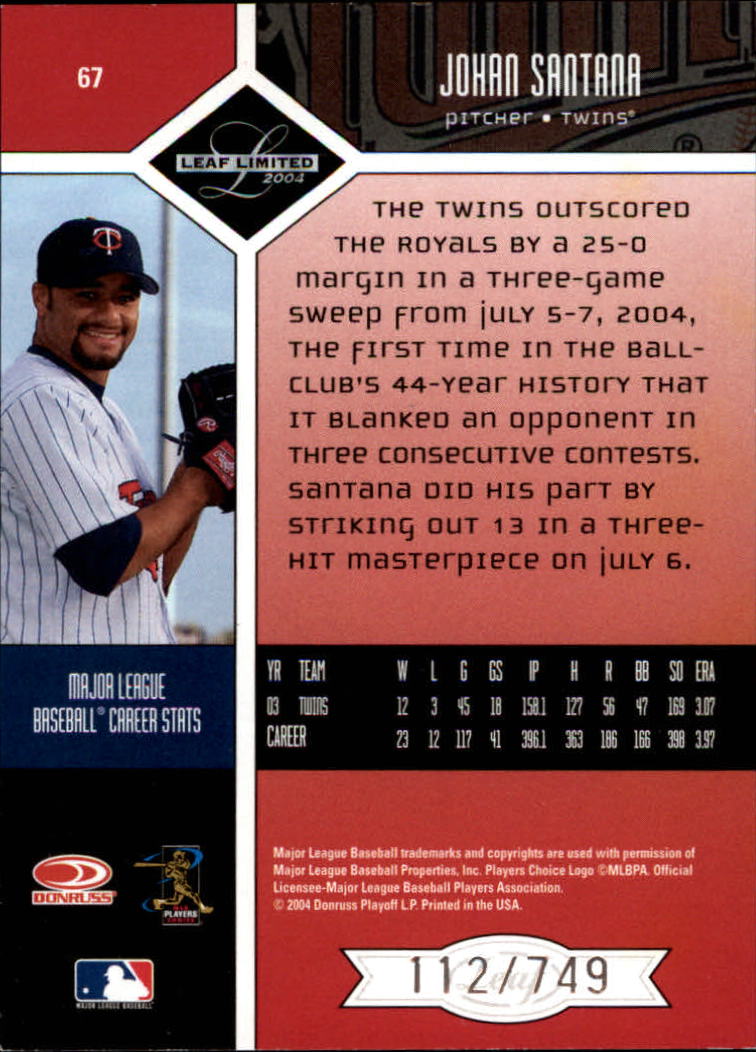 2004 Leaf Limited Baseball "Main Set" Base Cards #1 to #248 - Picture 57 of 191