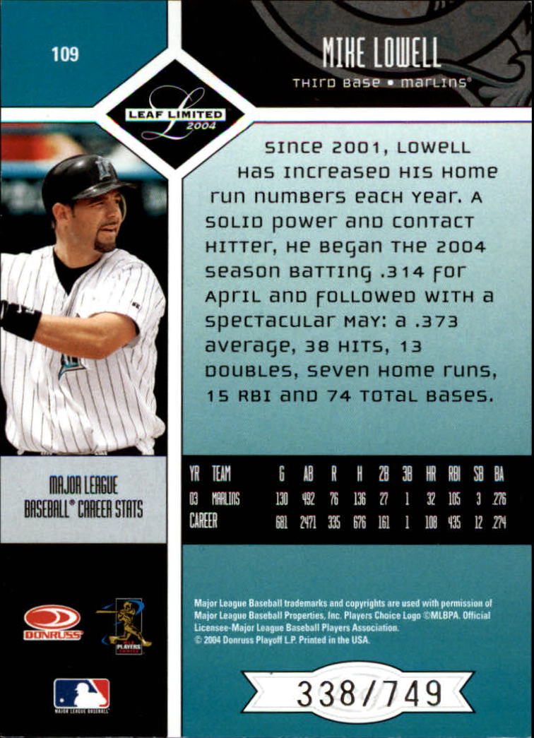 2004 Leaf Limited Baseball "Main Set" Base Cards #1 to #248 - Picture 85 of 191
