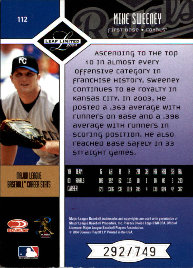 2004 Leaf Limited Baseball "Main Set" Base Cards #1 to #248 - Picture 89 of 191