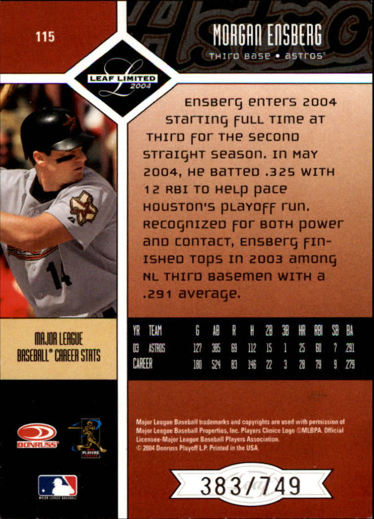 2004 Leaf Limited Baseball "Main Set" Base Cards #1 to #248 - Picture 93 of 191