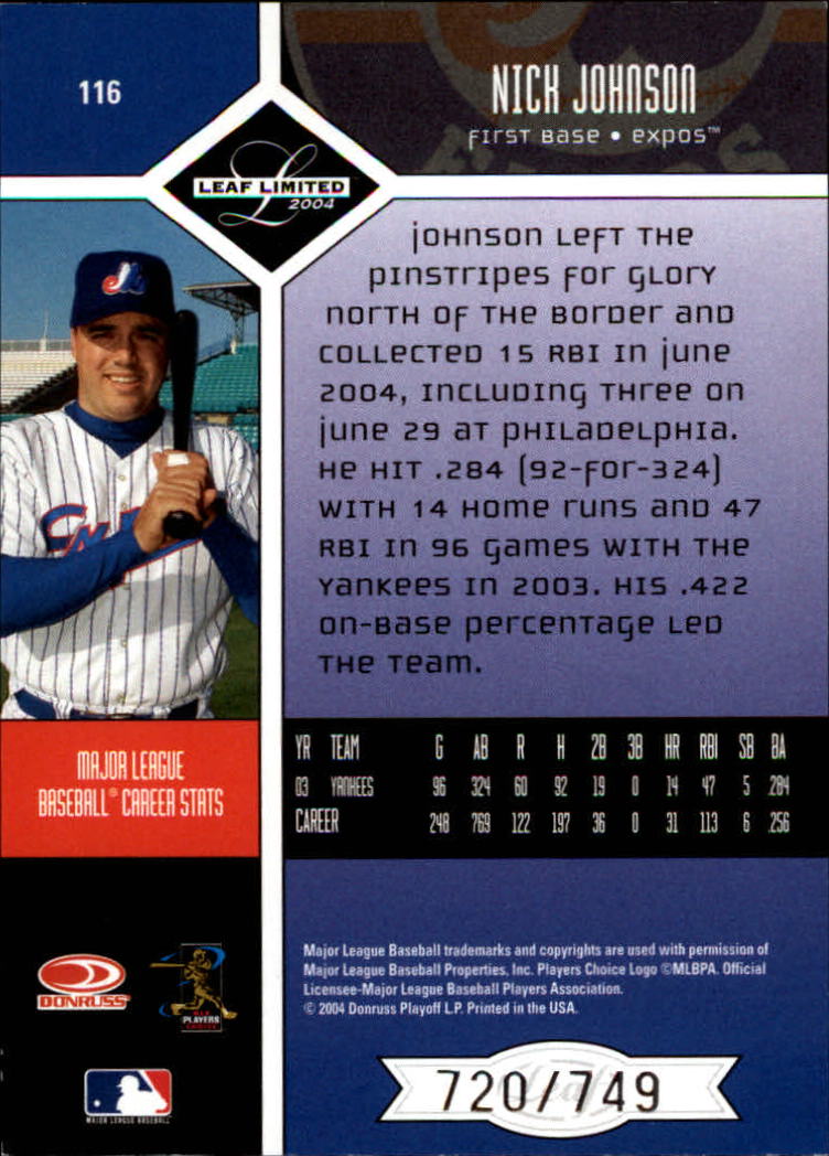 2004 Leaf Limited Baseball "Main Set" Base Cards #1 to #248 - Picture 95 of 191