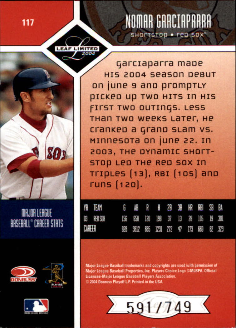 2004 Leaf Limited Baseball "Main Set" Base Cards #1 to #248 - Picture 97 of 191
