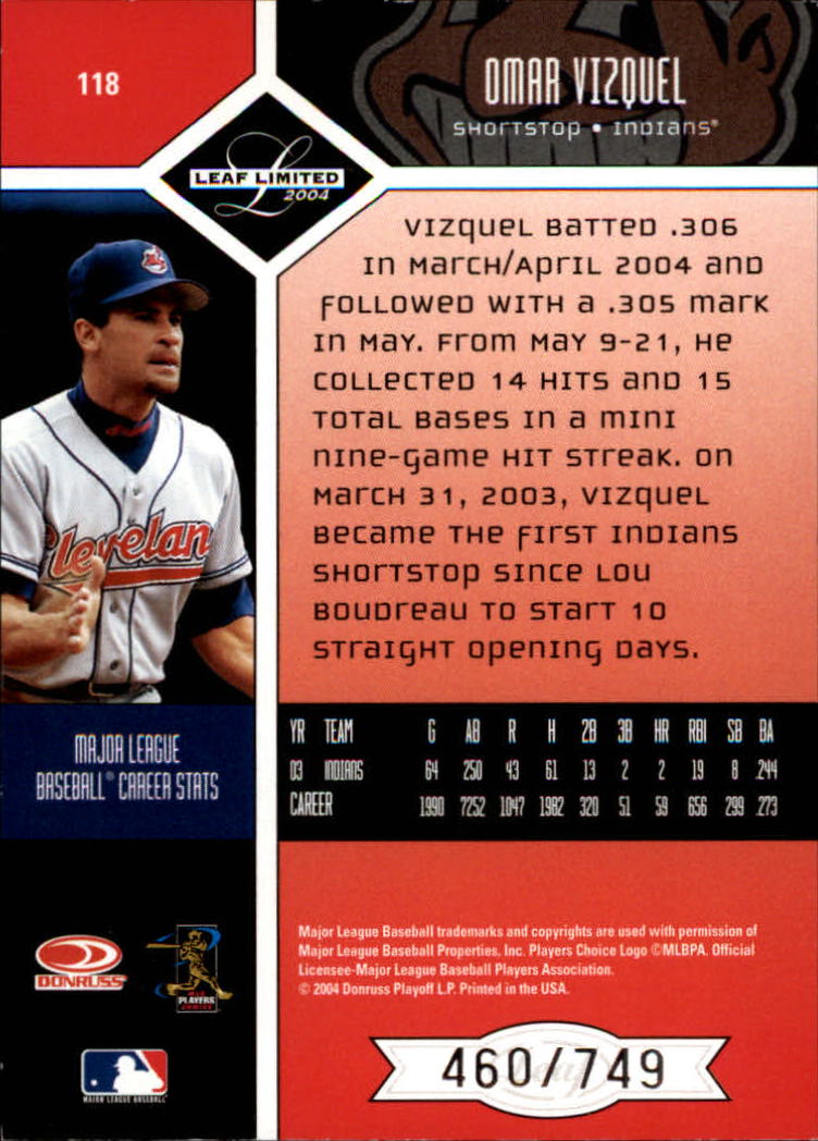 2004 Leaf Limited Baseball "Main Set" Base Cards #1 to #248 - Picture 99 of 191