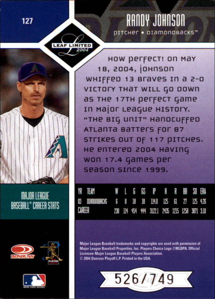 2004 Leaf Limited Baseball "Main Set" Base Cards #1 to #248 - Picture 109 of 191