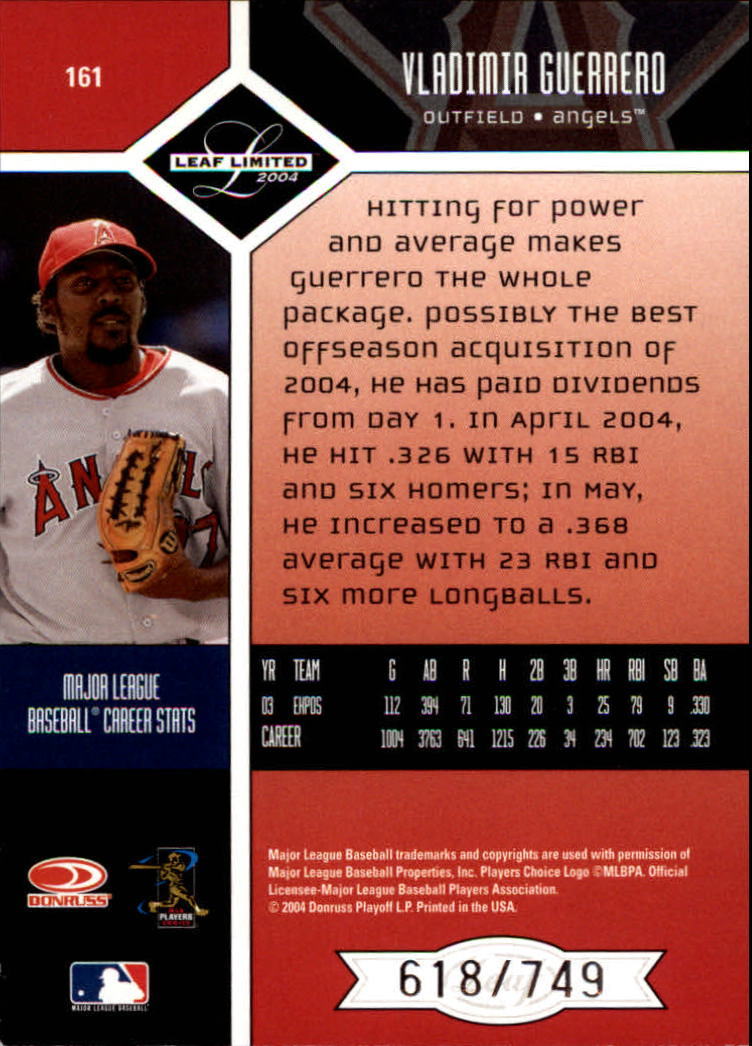 2004 Leaf Limited Baseball "Main Set" Base Cards #1 to #248 - Picture 141 of 191