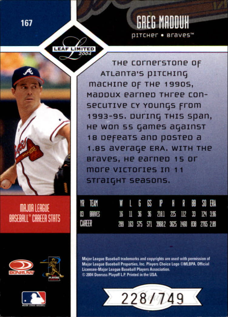 2004 Leaf Limited Baseball "Main Set" Base Cards #1 to #248 - Picture 145 of 191