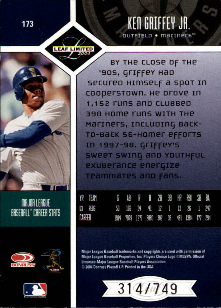2004 Leaf Limited Baseball "Main Set" Base Cards #1 to #248 - Picture 149 of 191