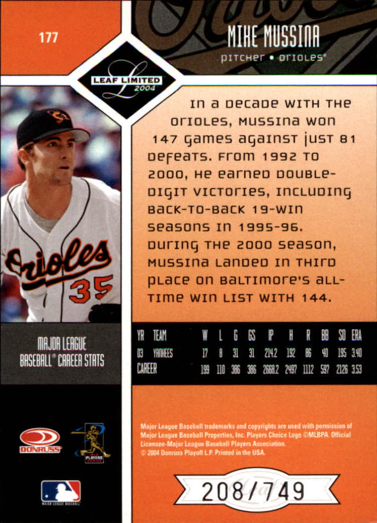 2004 Leaf Limited Baseball "Main Set" Base Cards #1 to #248 - Picture 151 of 191