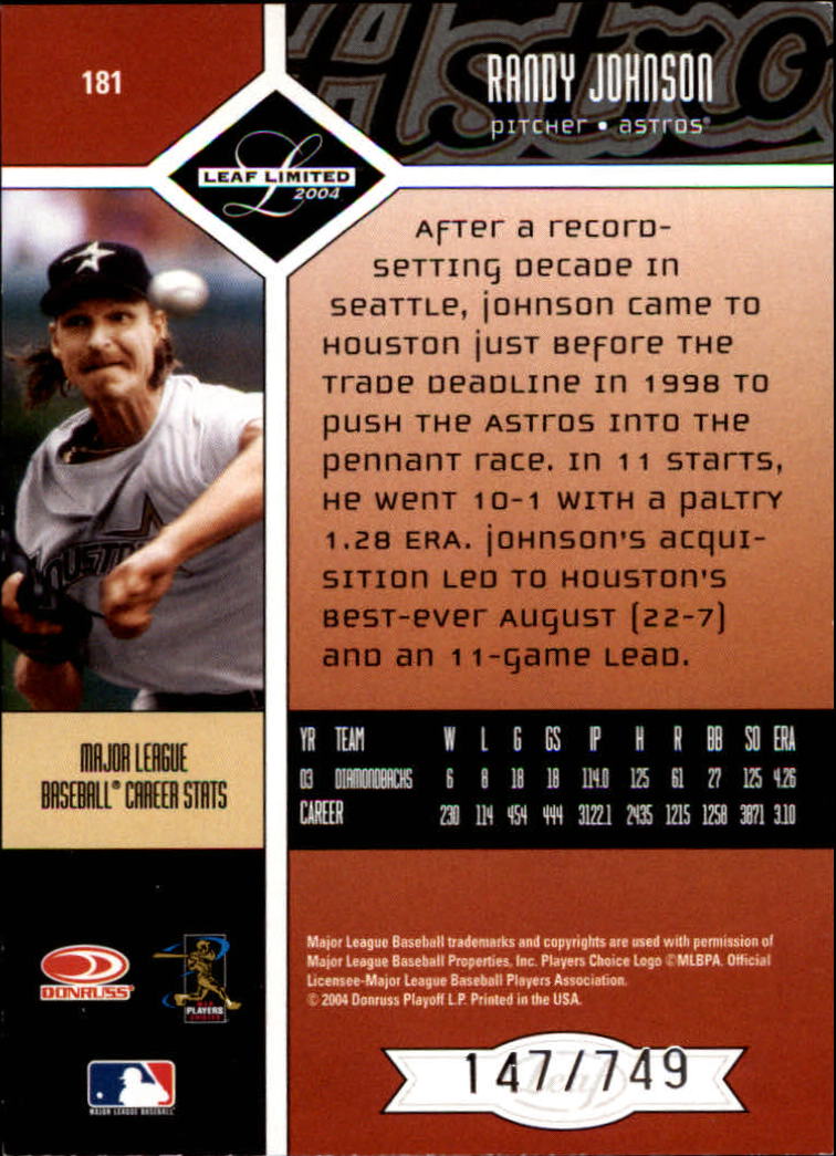 2004 Leaf Limited Baseball "Main Set" Base Cards #1 to #248 - Picture 157 of 191