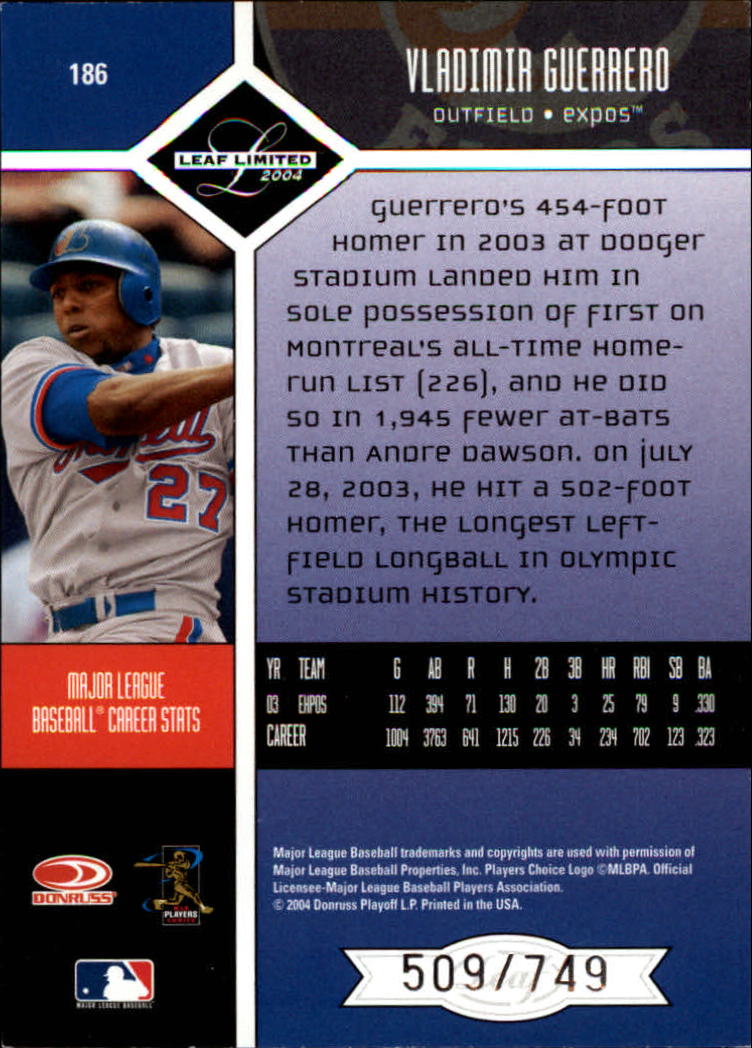 2004 Leaf Limited Baseball "Main Set" Base Cards #1 to #248 - Picture 159 of 191