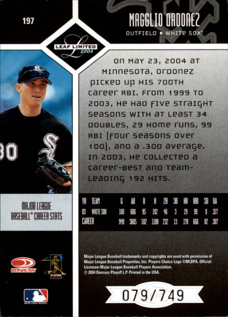 2004 Leaf Limited Baseball "Main Set" Base Cards #1 to #248 - Picture 169 of 191