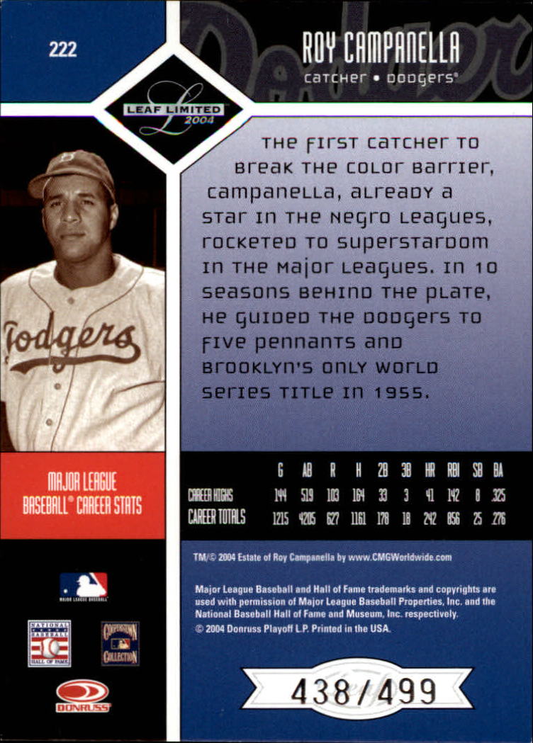 2004 Leaf Limited Baseball "Main Set" Base Cards #1 to #248 - Picture 177 of 191