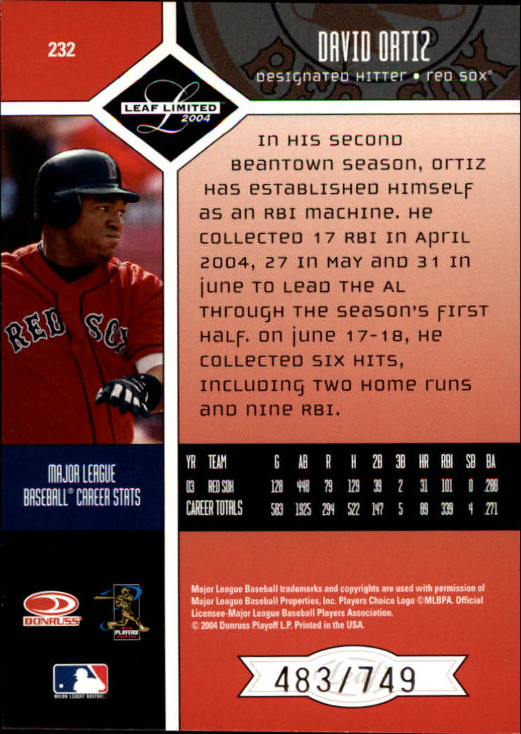 2004 Leaf Limited Baseball "Main Set" Base Cards #1 to #248 - Picture 181 of 191