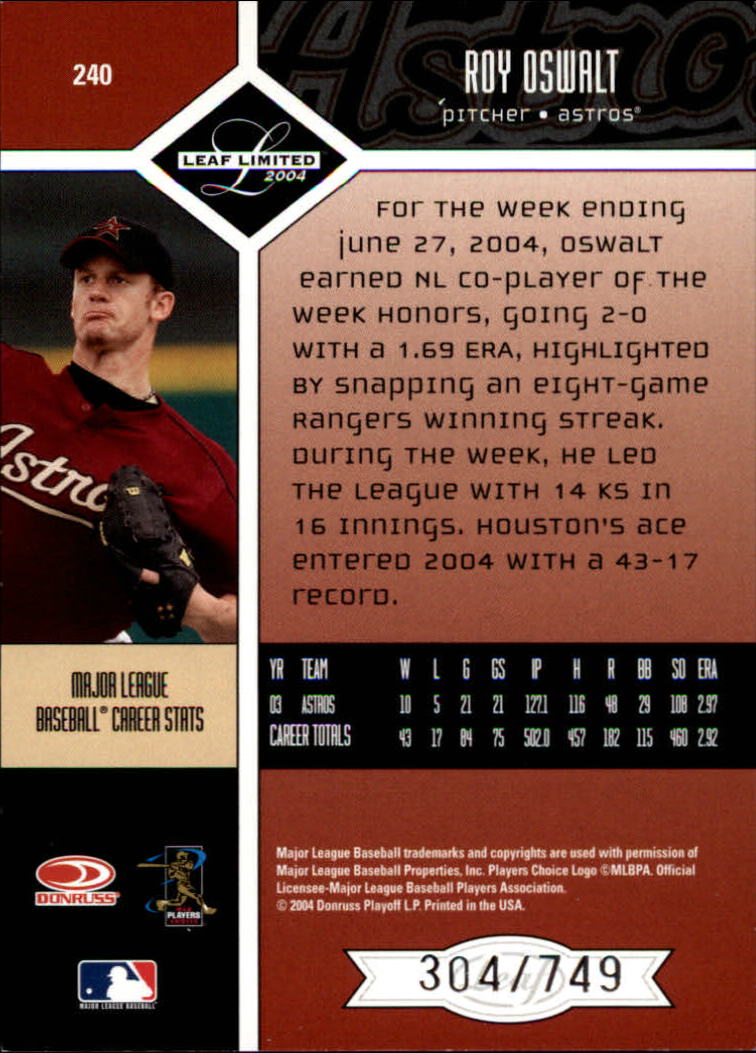 2004 Leaf Limited Baseball "Main Set" Base Cards #1 to #248 - Picture 187 of 191