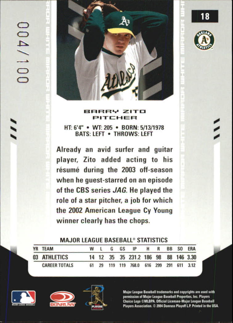 2004 Leaf Certified Materials Baseball "Mirror White" Parallel Cards - Picture 10 of 46